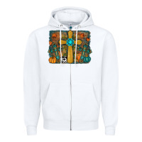 White fall cross Zipper Hoodie - RanaPortraitStore