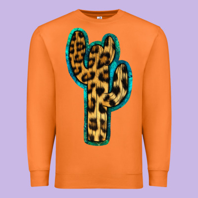 Turquoise Leopard Cactus Premium Sweatshirt Designed By Ranaportraitstore