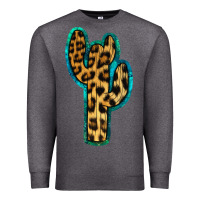 Charcoal Heather Turquoise Leopard Cactus Premium Sweatshirt - RanaPortraitStore