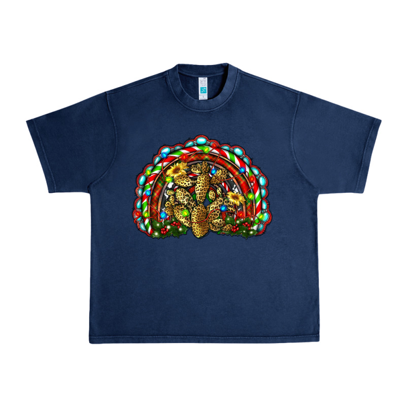 Christmas Rainbow With Leopard Cactus Urban Heavy Tee by RanaPortraitStore | Teevron