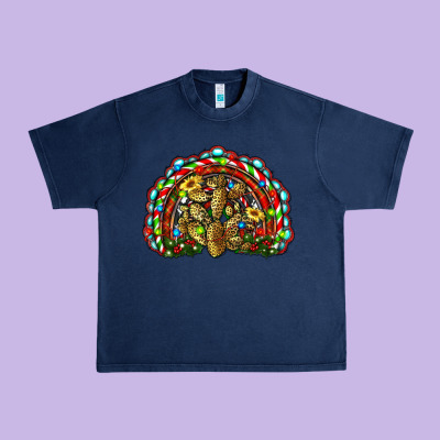 Christmas Rainbow With Leopard Cactus Urban Heavy Tee Designed By Ranaportraitstore