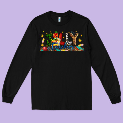 Christmas Jolly Teacher Long Sleeve Tee Designed By Artiststas