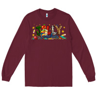 Burgundy Christmas Jolly Teacher Long Sleeve Tee - Artiststas