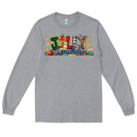 Heather Grey Christmas Jolly Teacher Long Sleeve Tee - Artiststas