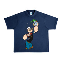 Navy Popeye Spinach Retro Mens Funny Urban Heavy Tee - artisFamous