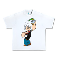 White Popeye Spinach Retro Mens Funny Urban Heavy Tee - artisFamous
