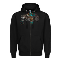 Black cowhide bison Zipper Hoodie - RanaPortraitStore