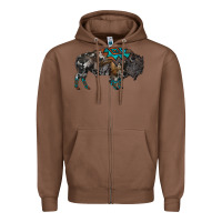 Chestnut cowhide bison Zipper Hoodie - RanaPortraitStore