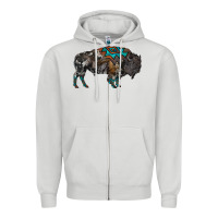 Dove Grey cowhide bison Zipper Hoodie - RanaPortraitStore