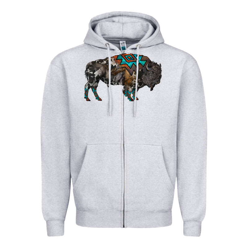 Cowhide Bison Zipper Hoodie by RanaPortraitStore | Teevron