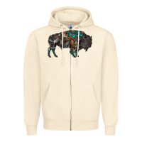 Sandshell cowhide bison Zipper Hoodie - RanaPortraitStore