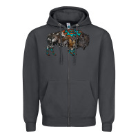 Smoke cowhide bison Zipper Hoodie - RanaPortraitStore