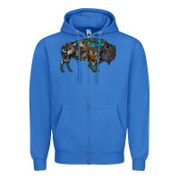 True Royal cowhide bison Zipper Hoodie - RanaPortraitStore