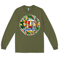 Army Green Christmas Jolly Teacher Long Sleeve Tee - Artiststas