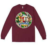 Burgundy Christmas Jolly Teacher Long Sleeve Tee - Artiststas