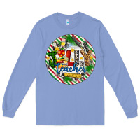 Colony Blue Christmas Jolly Teacher Long Sleeve Tee - Artiststas