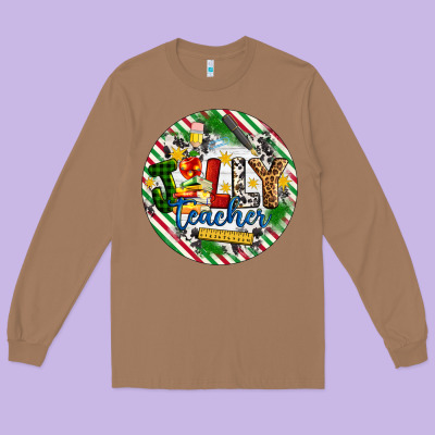 Christmas Jolly Teacher Long Sleeve Tee Designed By Artiststas