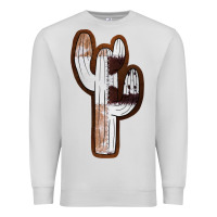 Dove Grey Leather Cowhide Cactus Premium Sweatshirt - RanaPortraitStore