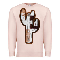 Pale Pink Leather Cowhide Cactus Premium Sweatshirt - RanaPortraitStore