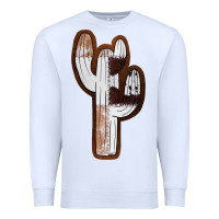 White Leather Cowhide Cactus Premium Sweatshirt - RanaPortraitStore