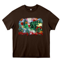 Chocolate Brown merry christmas santa polar express Heavy Core Tee - FaDigitalArtStudio