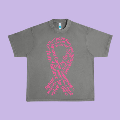 Pink Ribbon Urban Heavy Tee Designed By Artisfamous