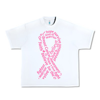 White Pink Ribbon Urban Heavy Tee - artisFamous