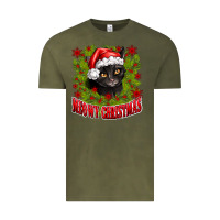 Vintage Olive meowy christmas Vintage Tee - CowhideDigitalArt