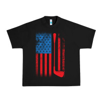 Black Golf with USA Flag Urban Heavy Tee - artisFamous