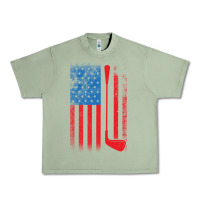 Oil Green Golf with USA Flag Urban Heavy Tee - artisFamous