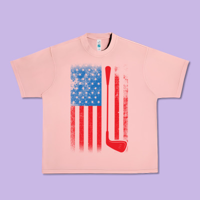 Golf With Usa Flag Urban Heavy Tee Designed By Artisfamous