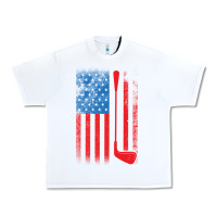 White Golf with USA Flag Urban Heavy Tee - artisFamous
