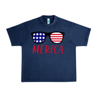 Navy Merica Usa Flag Sunglasses 4th Of July Urban Heavy Tee - artisFamous