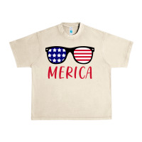 Sandshell Merica Usa Flag Sunglasses 4th Of July Urban Heavy Tee - artisFamous