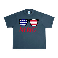 Midnight Navy Merica Usa Flag Sunglasses 4th Of July Urban Heavy Tee - artisFamous