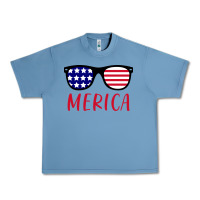 Pebble Blue Merica Usa Flag Sunglasses 4th Of July Urban Heavy Tee - artisFamous