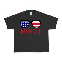 Pigment Black Merica Usa Flag Sunglasses 4th Of July Urban Heavy Tee - artisFamous