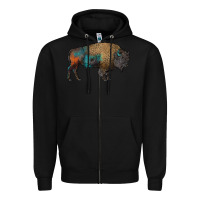 Black leopard bison Zipper Hoodie - RanaPortraitStore