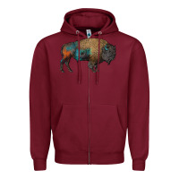 Burgundy leopard bison Zipper Hoodie - RanaPortraitStore