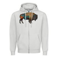 Dove Grey leopard bison Zipper Hoodie - RanaPortraitStore