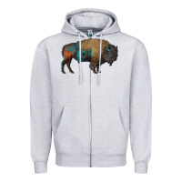 Heather Grey leopard bison Zipper Hoodie - RanaPortraitStore