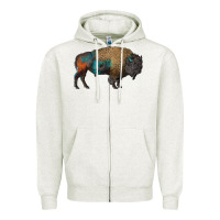 Oatmeal Heather leopard bison Zipper Hoodie - RanaPortraitStore