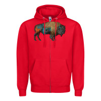 Red leopard bison Zipper Hoodie - RanaPortraitStore