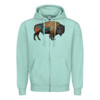 Seafoam leopard bison Zipper Hoodie - RanaPortraitStore