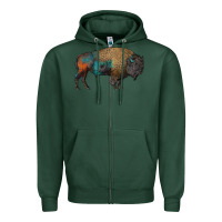 Sports Green leopard bison Zipper Hoodie - RanaPortraitStore