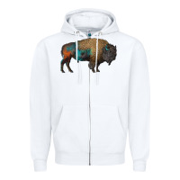 White leopard bison Zipper Hoodie - RanaPortraitStore