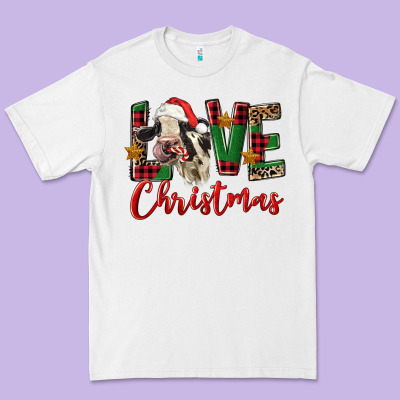 Love Christmas Holstein Heifer Premium Tee Designed By Fadigitalartstudio