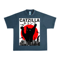 Midnight Navy vintage catzilla japanese sunset style Urban Heavy Tee - artisFamous