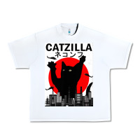 White vintage catzilla japanese sunset style Urban Heavy Tee - artisFamous