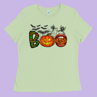 Boo Halloween Ladies Tee Designed By Cowhidedigitalart